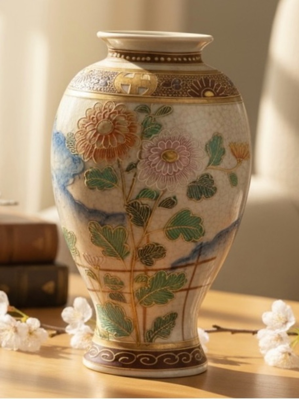 Vintage Japanese Moriage Kyo-Satsuma Vase